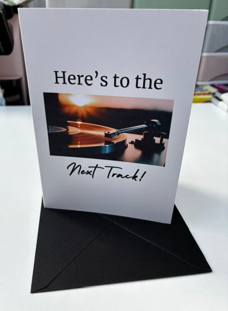 Here’s to the Next Track – Music New Beginnings Card